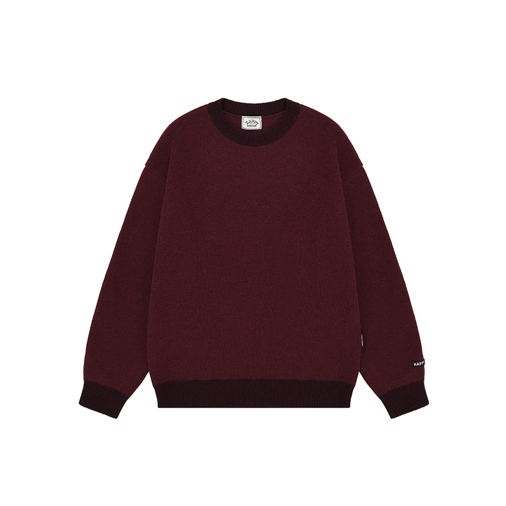 Ringer round wool knit red