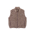 Stripe fleece zipper vest brown