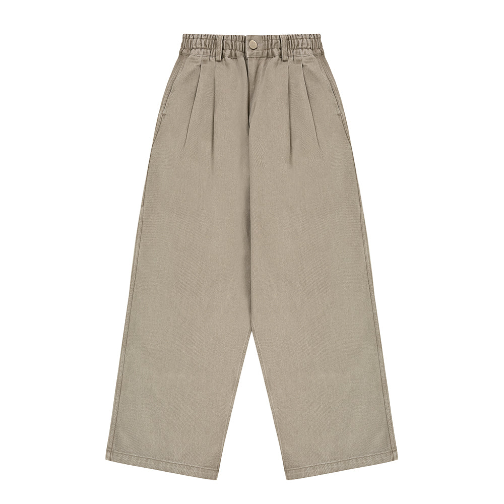 Two tuck wide kation pants light beige
