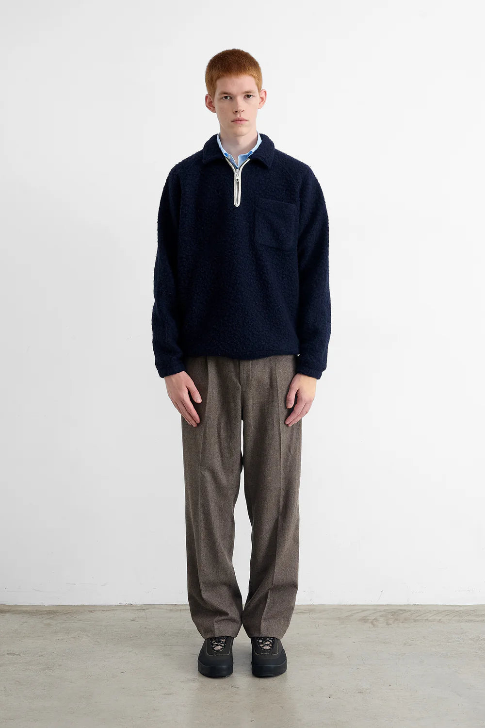 Unconventional zip polo navy