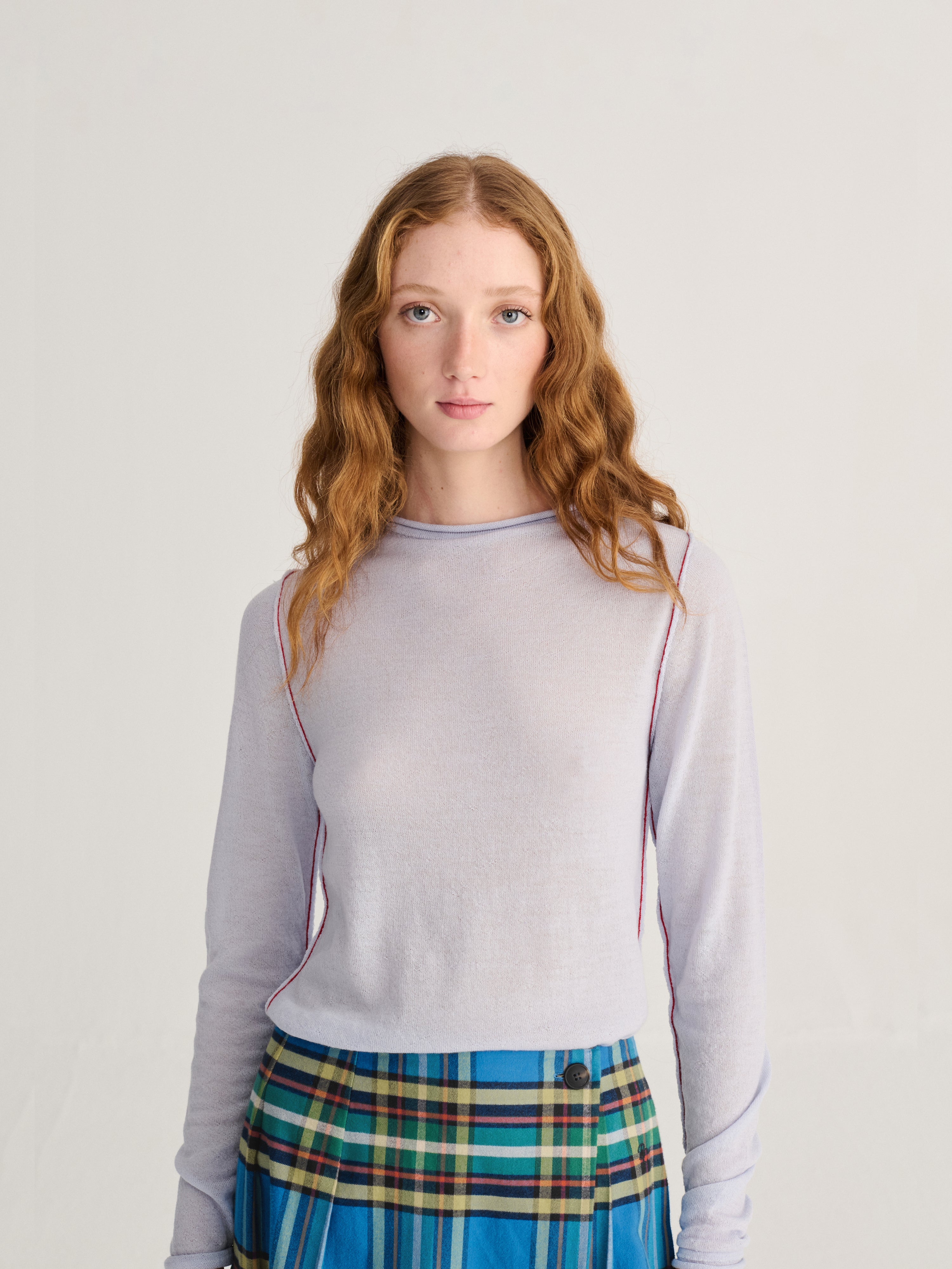 Turtleneck knitted merino jumper light blue