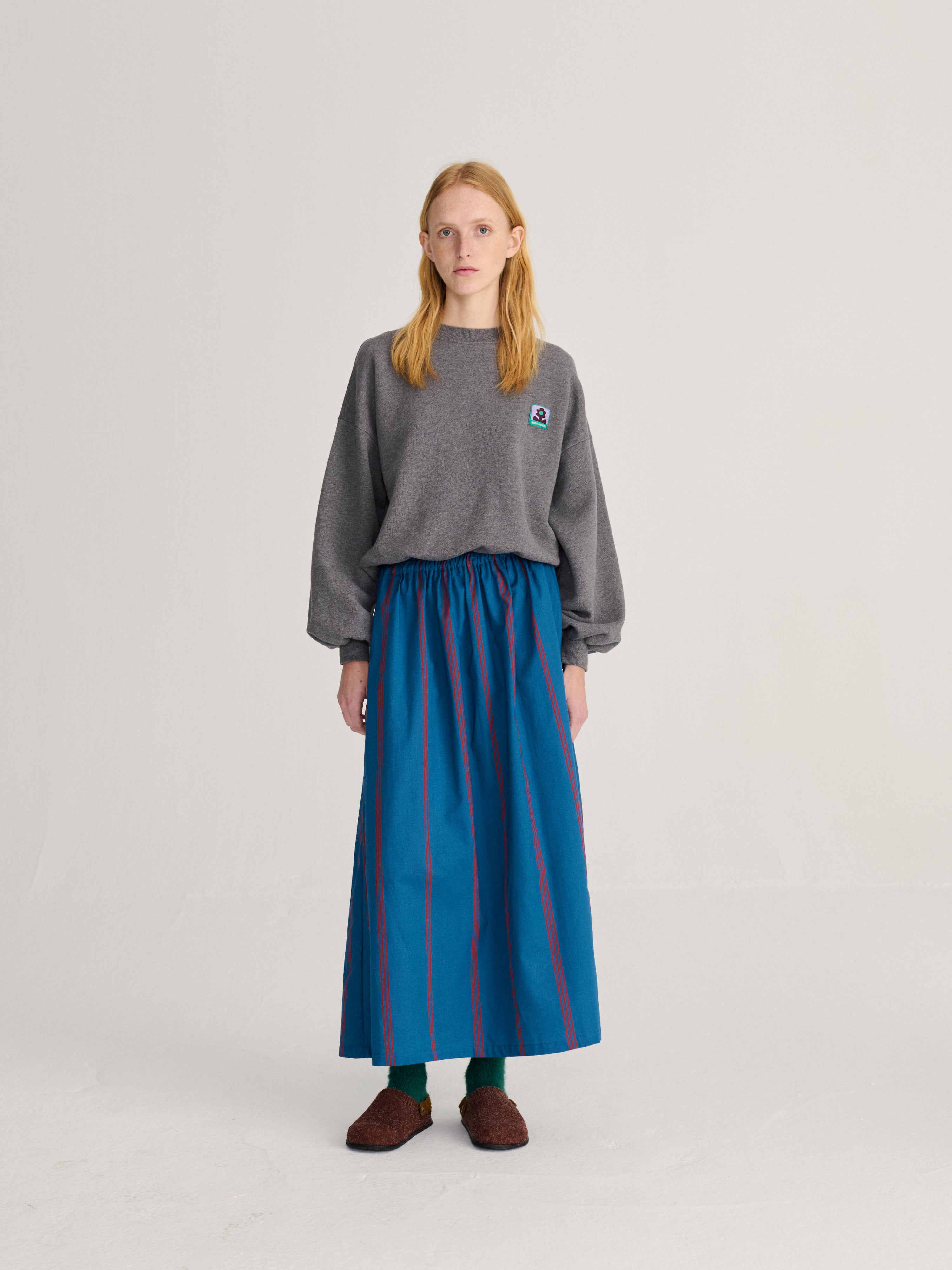 Triple stripes all over skirt blue