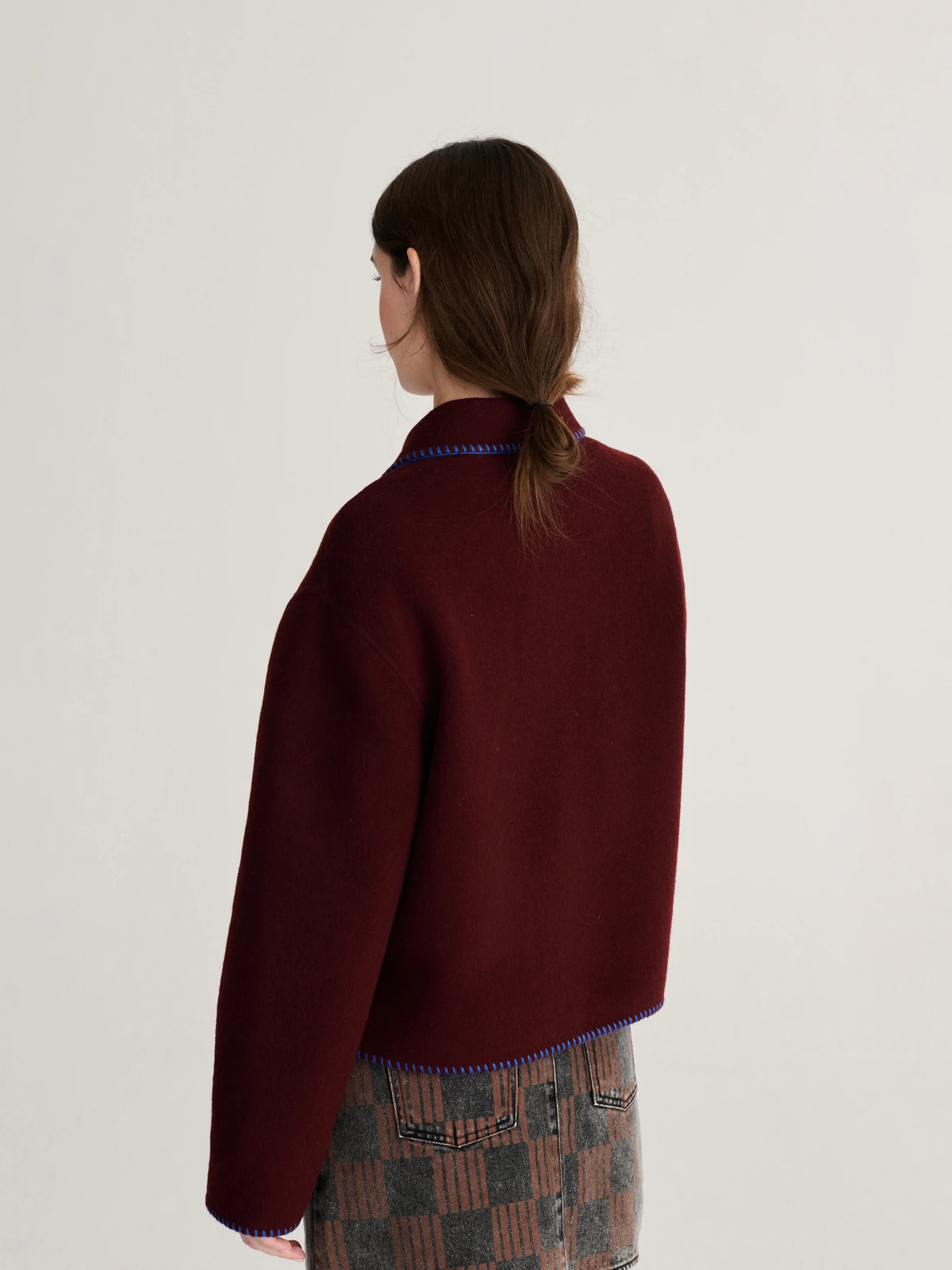 Hand made wool jacket burgundy