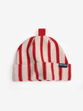 Merino wool stripes beanie red