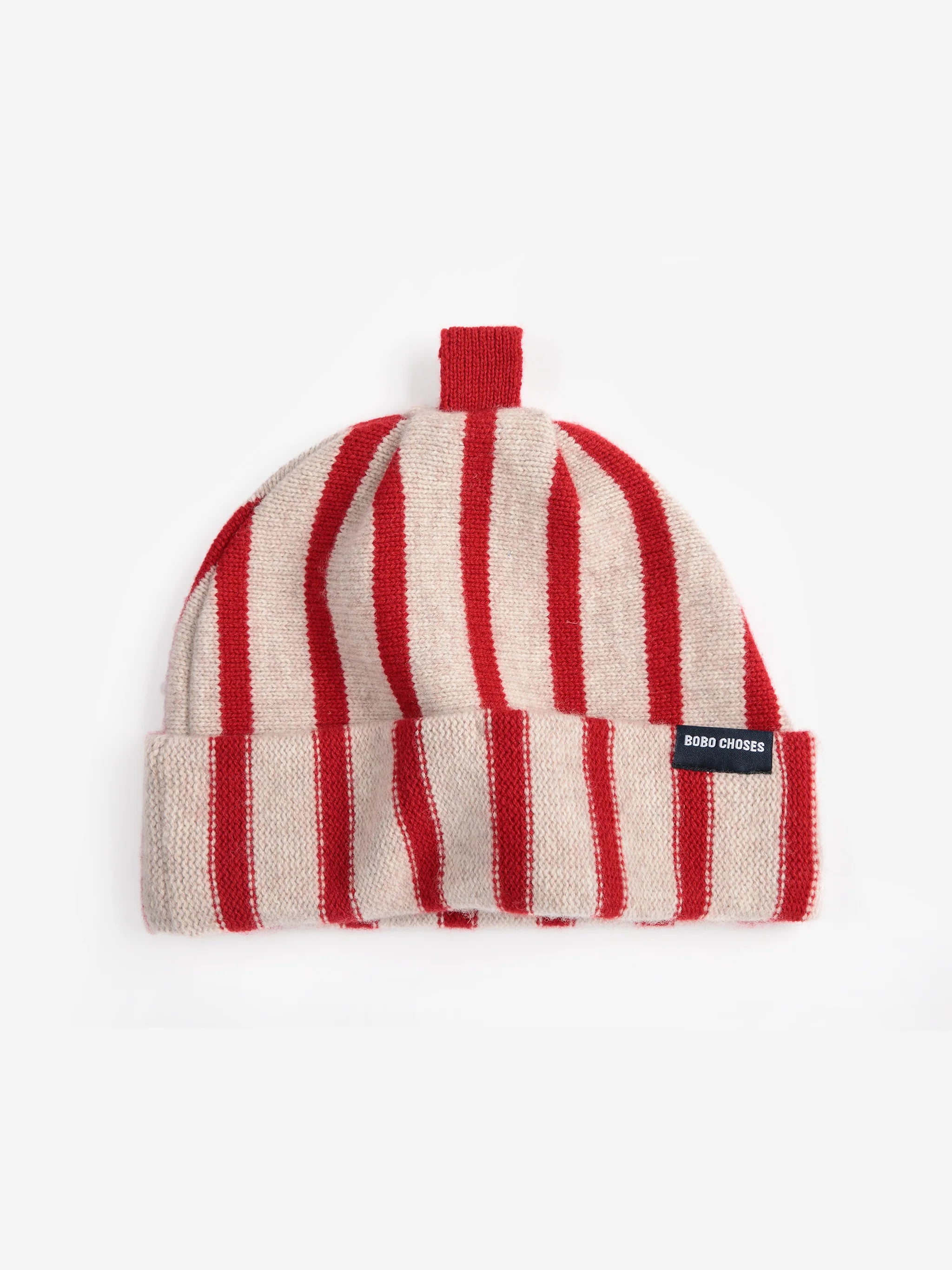 Merino wool stripes beanie red