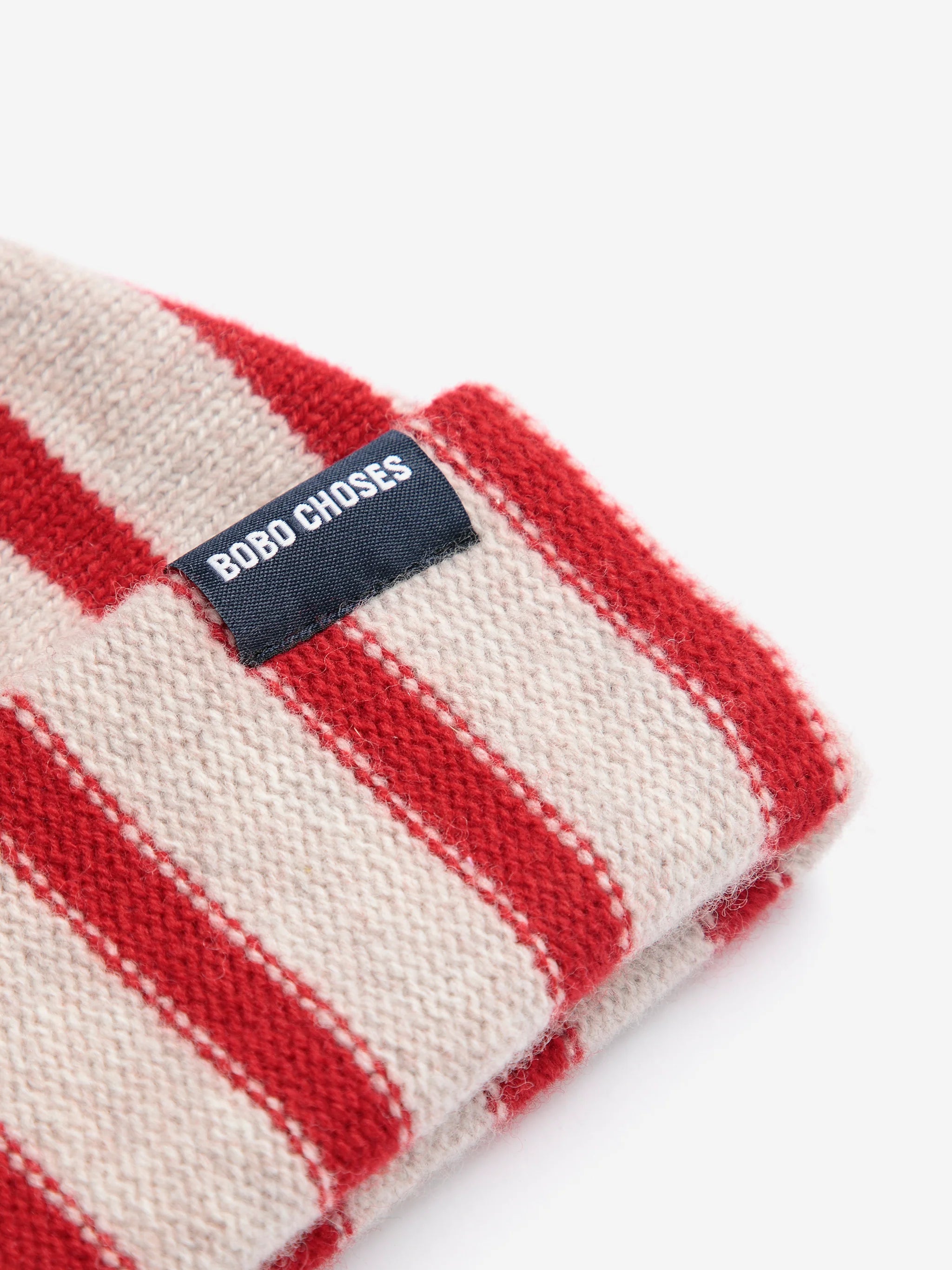 Merino wool stripes beanie red