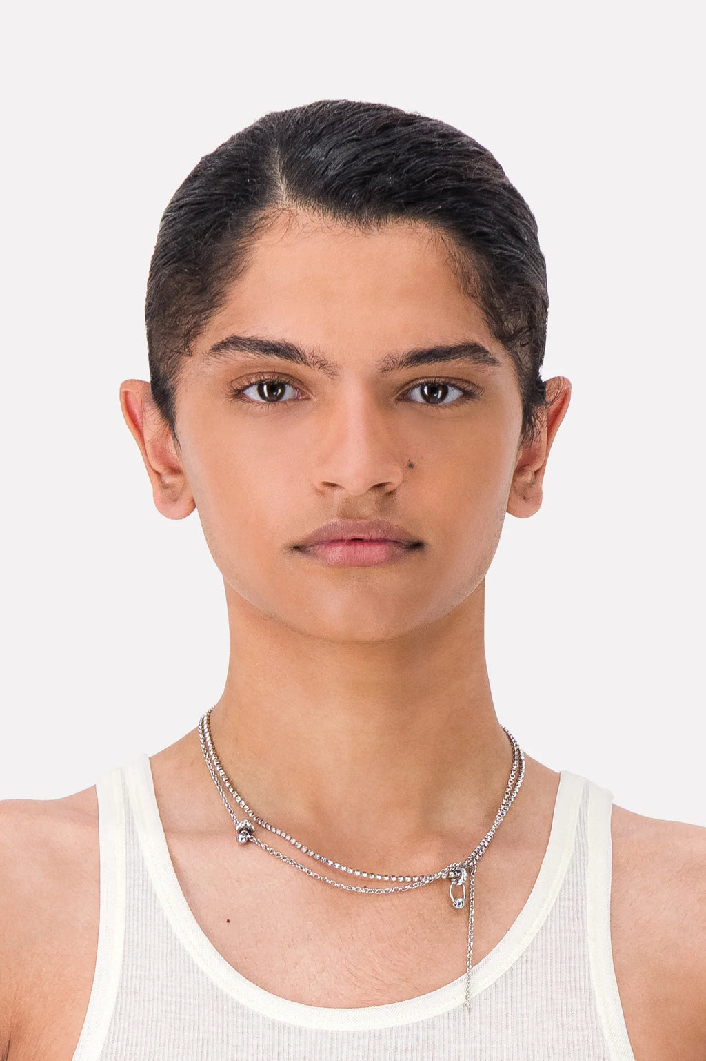 Bel crystal necklace palladium