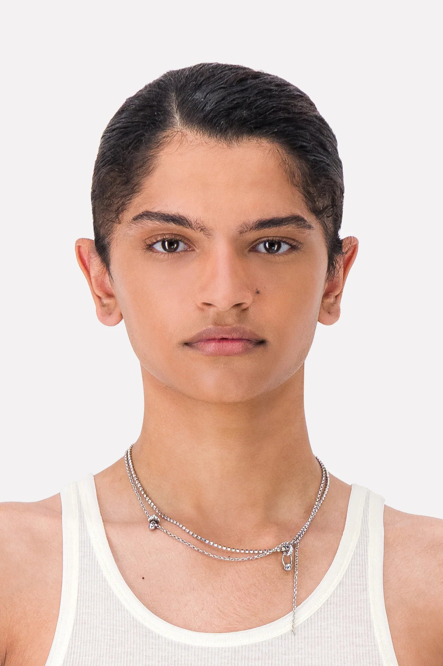 Bel crystal necklace palladium