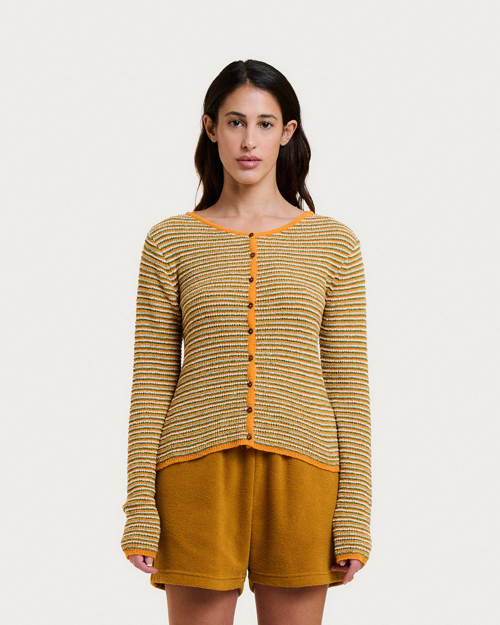 Cardigan cleo spuma orange stripes