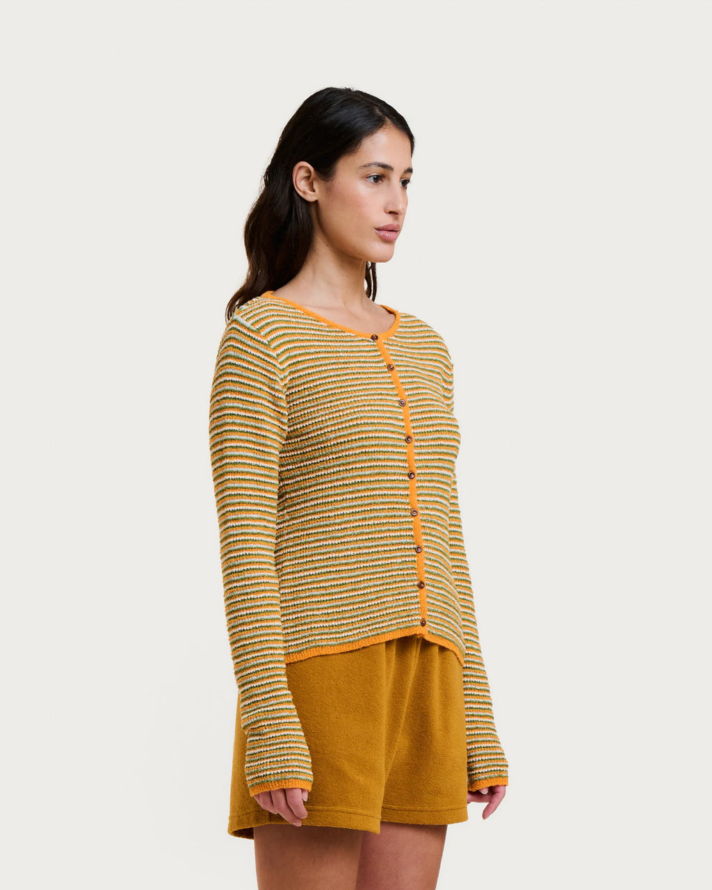 Cardigan cleo spuma orange stripes