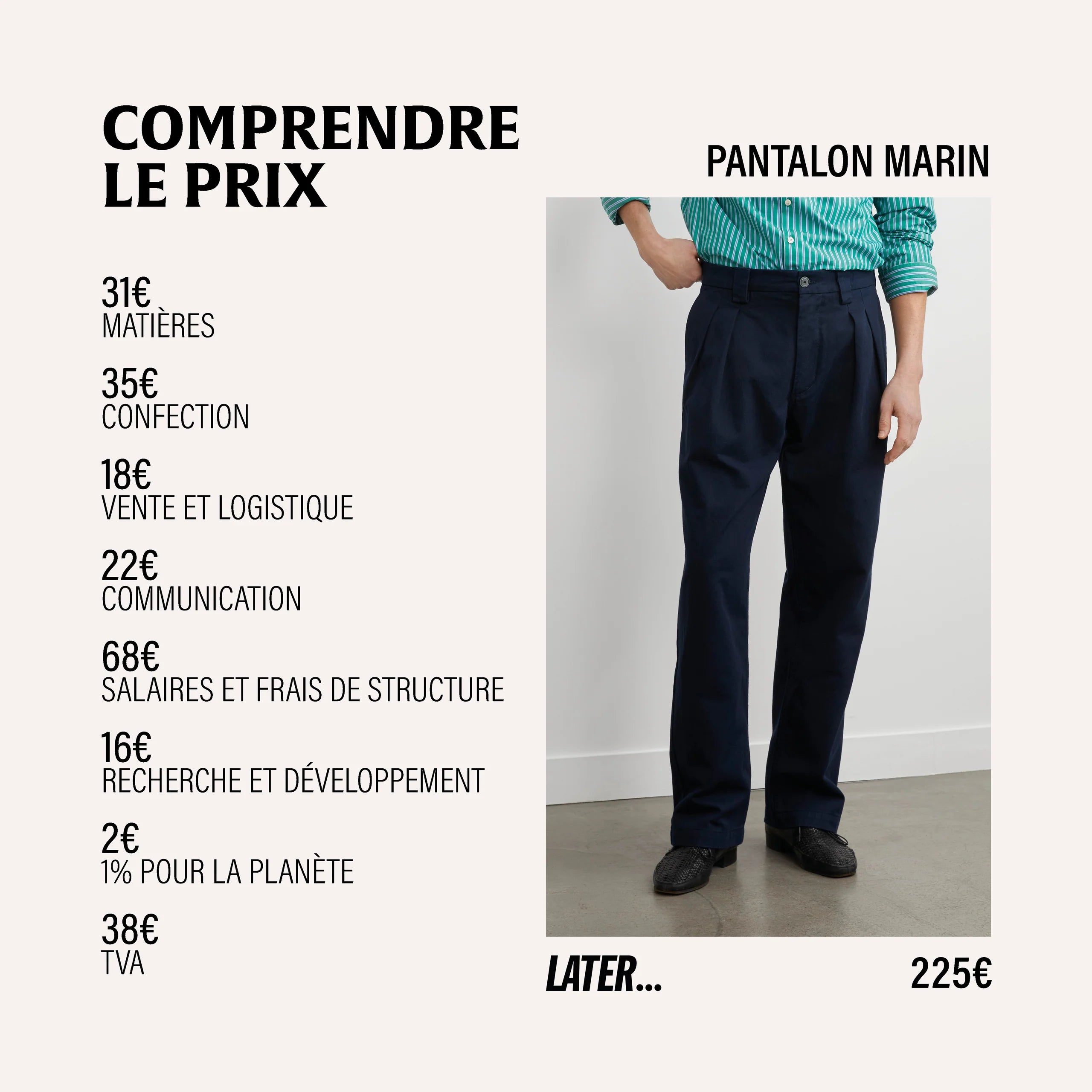 Pantalon à pinces marin