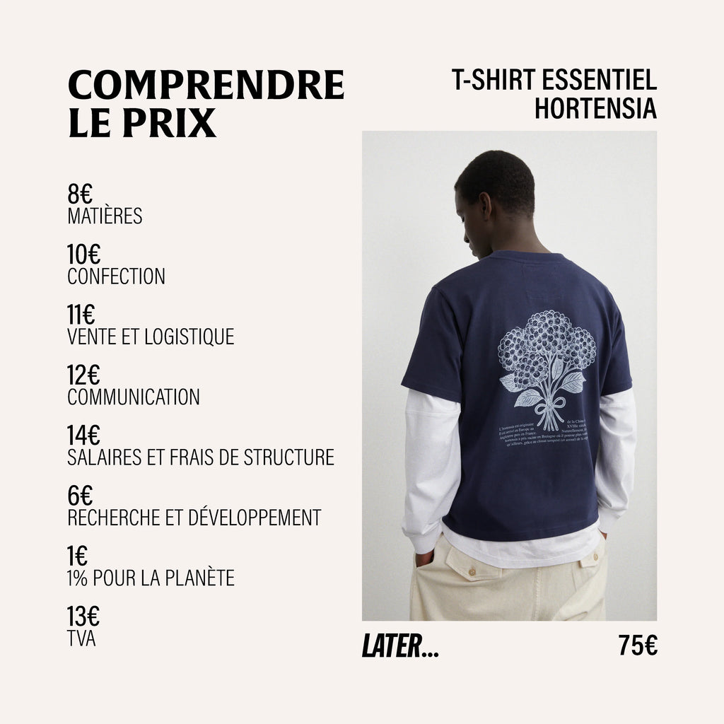 T shirt marine hortensia