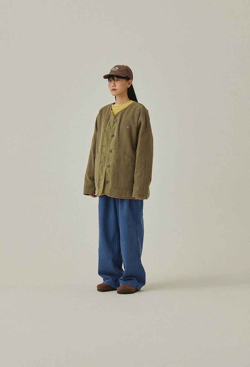 Reversible utility round jacket khaki