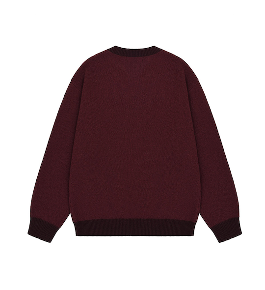 Ringer round wool knit red