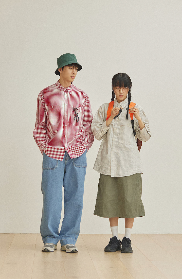 Stripe pocket work shirt ivory