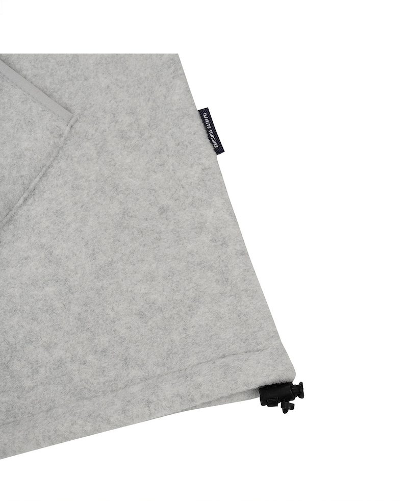 Sunrise fleece button hoodie melange white