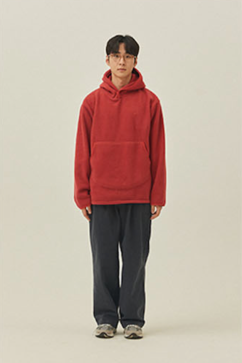 Sunrise fleece button hoodie tomato