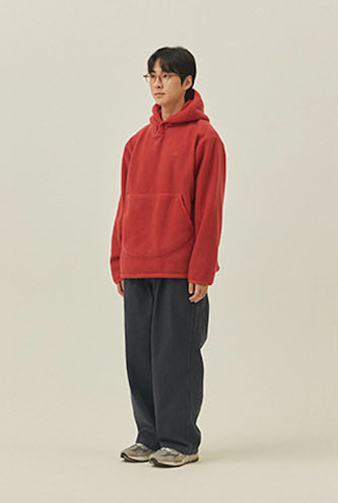 Sunrise fleece button hoodie tomato