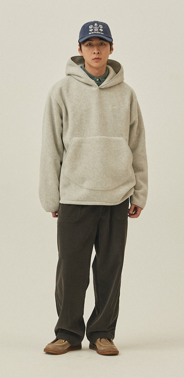 One tuck fatigue corduroy pants charcoal