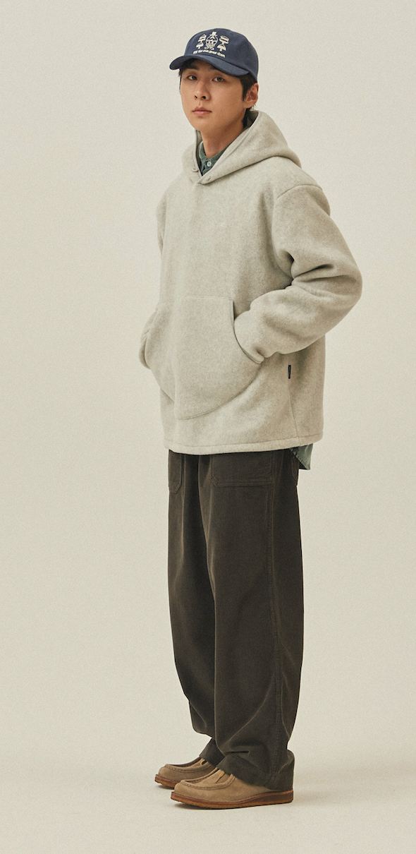 One tuck fatigue corduroy pants charcoal