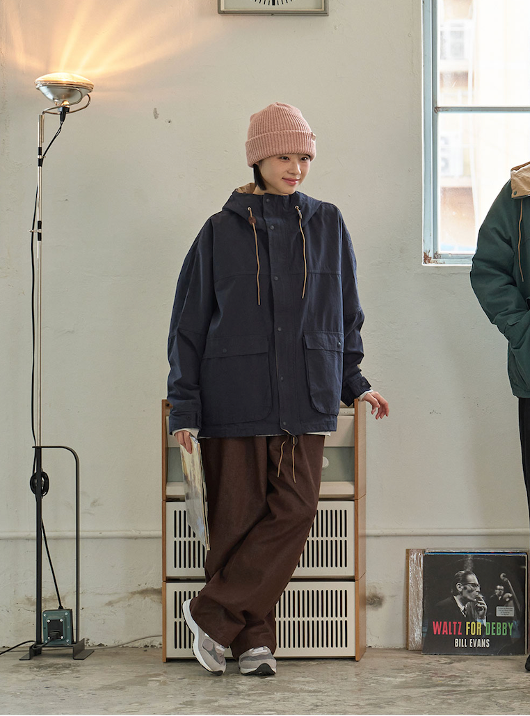 Two tuck wide denim pants brown