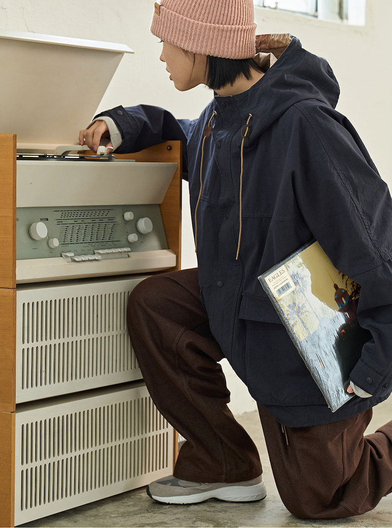 Two tuck wide denim pants brown