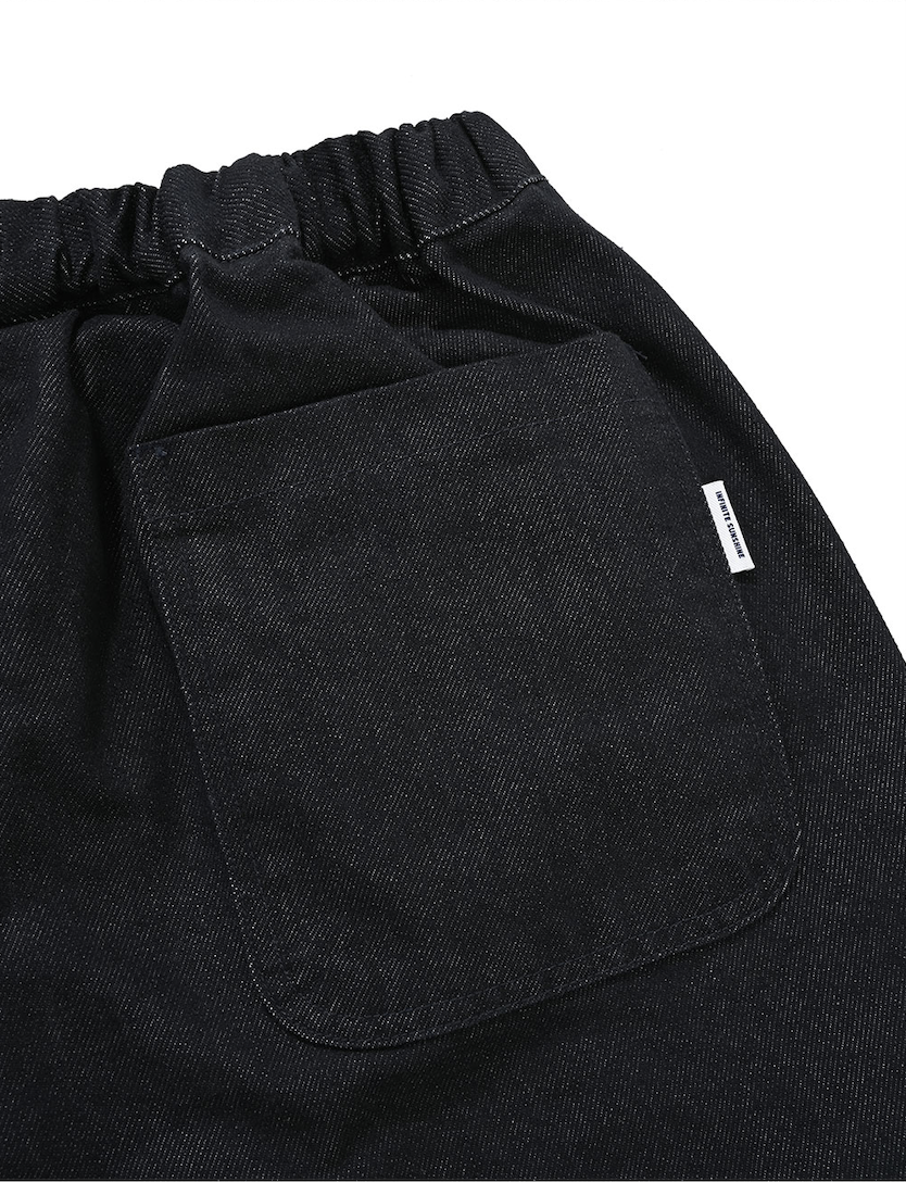 Two tuck wide denim pants deep indigo