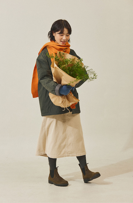 Corduroy fatigue skirt cream