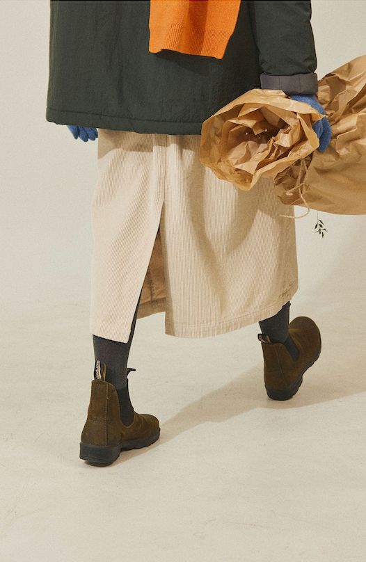 Corduroy fatigue skirt cream