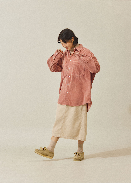 Corduroy fatigue skirt cream