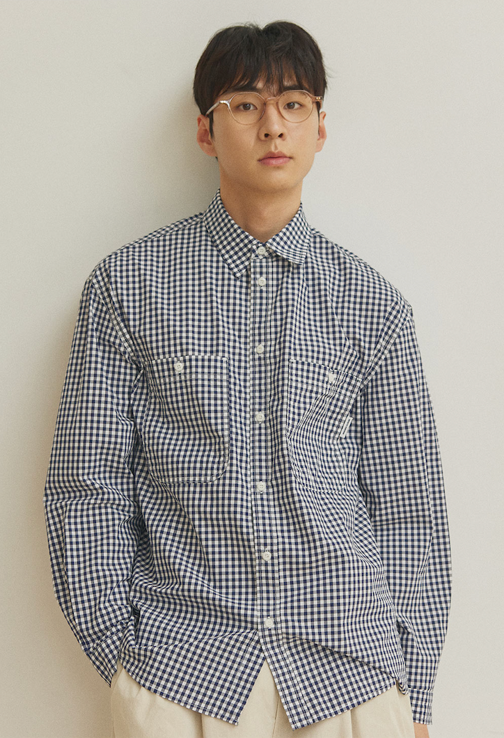 Gingham check shirt navy
