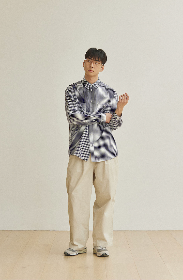 Gingham check shirt navy