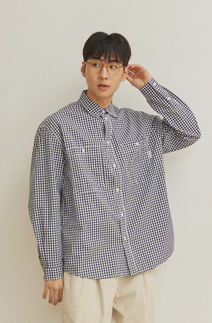 Gingham check shirt navy