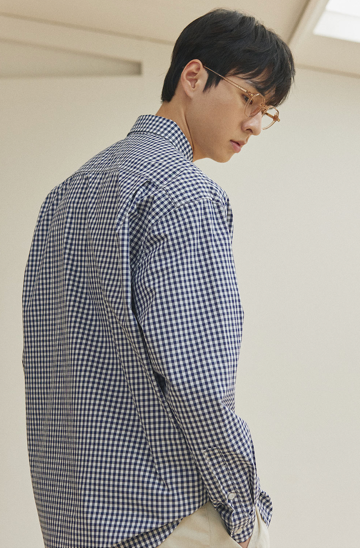 Gingham check shirt navy