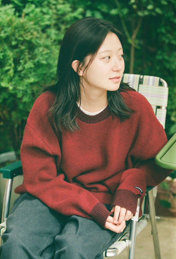 Ringer round wool knit red