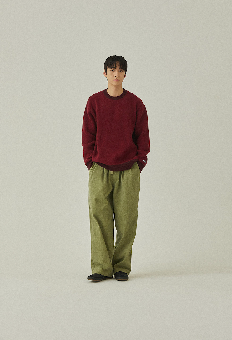 Ringer round wool knit red