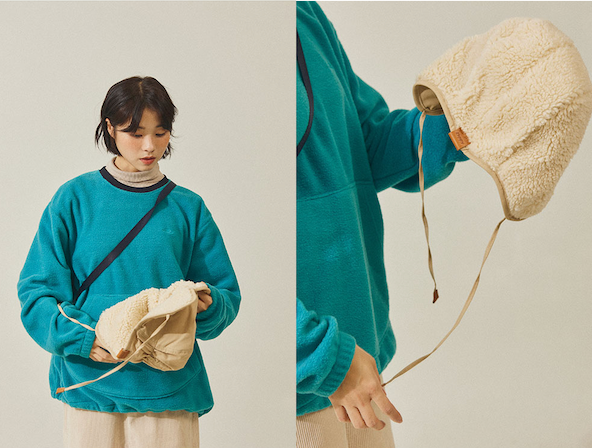 Reversible trooper hat beige