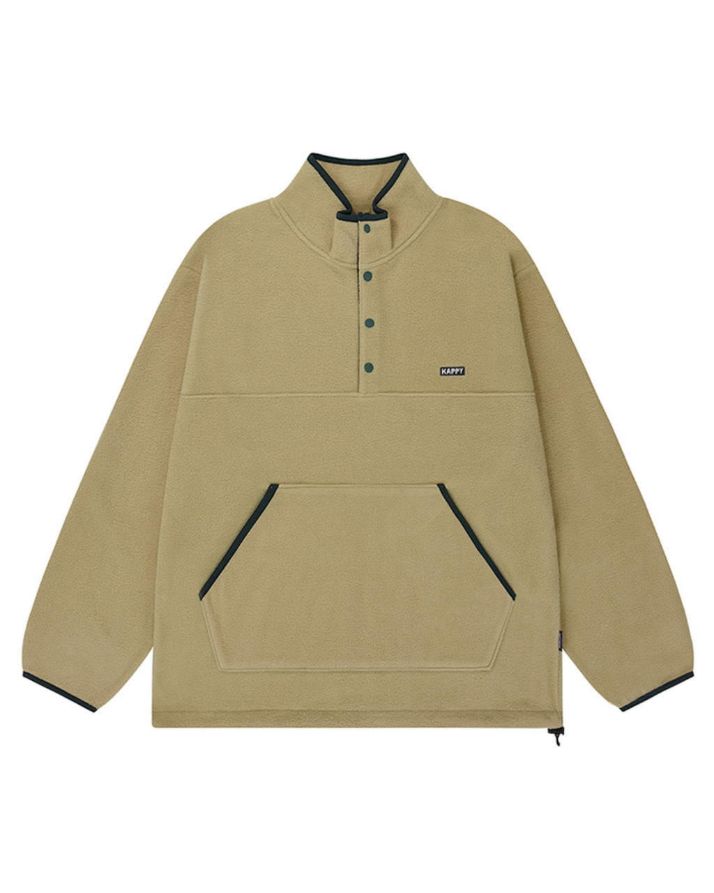 Fleece button anorak beige