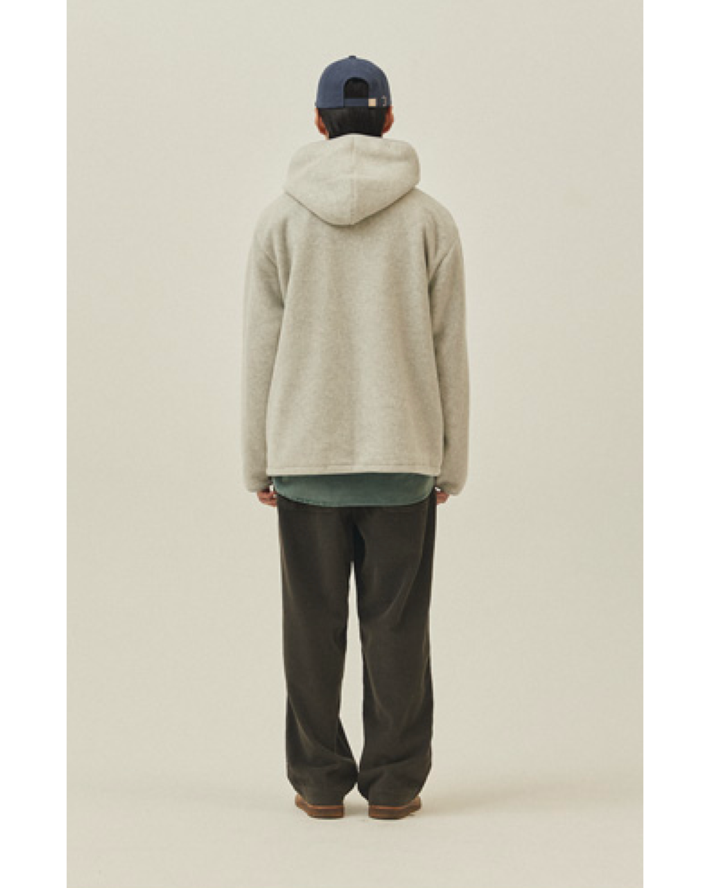 Sunrise fleece button hoodie melange white