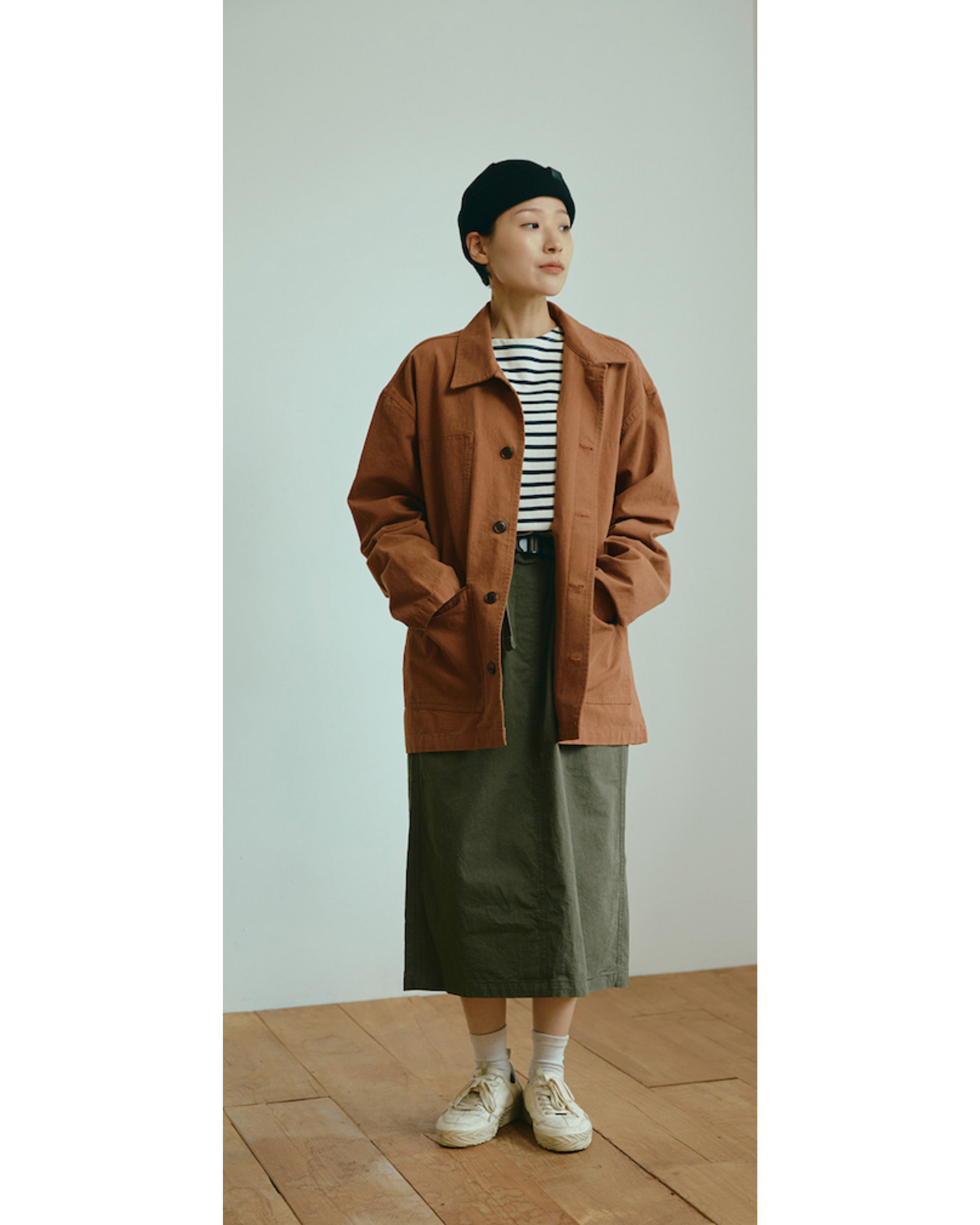 Cotton fatigue skirt khaki