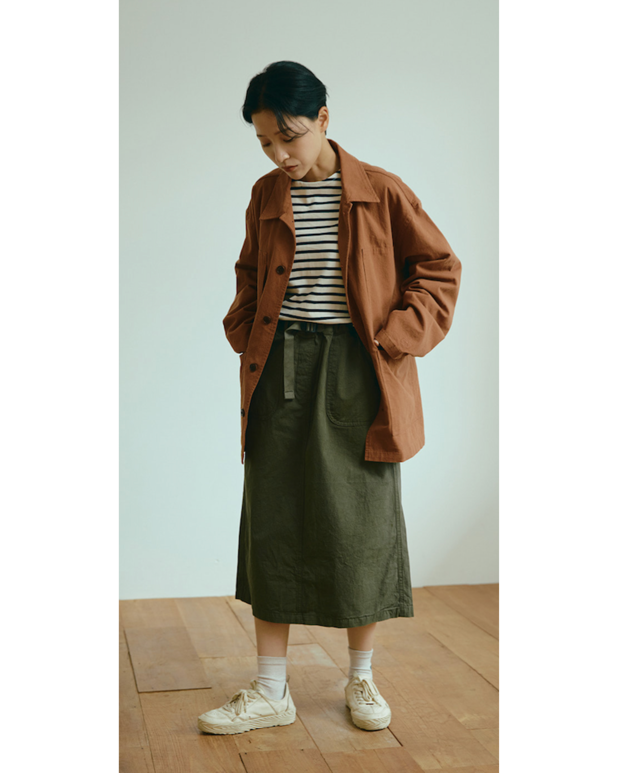 Cotton fatigue skirt khaki