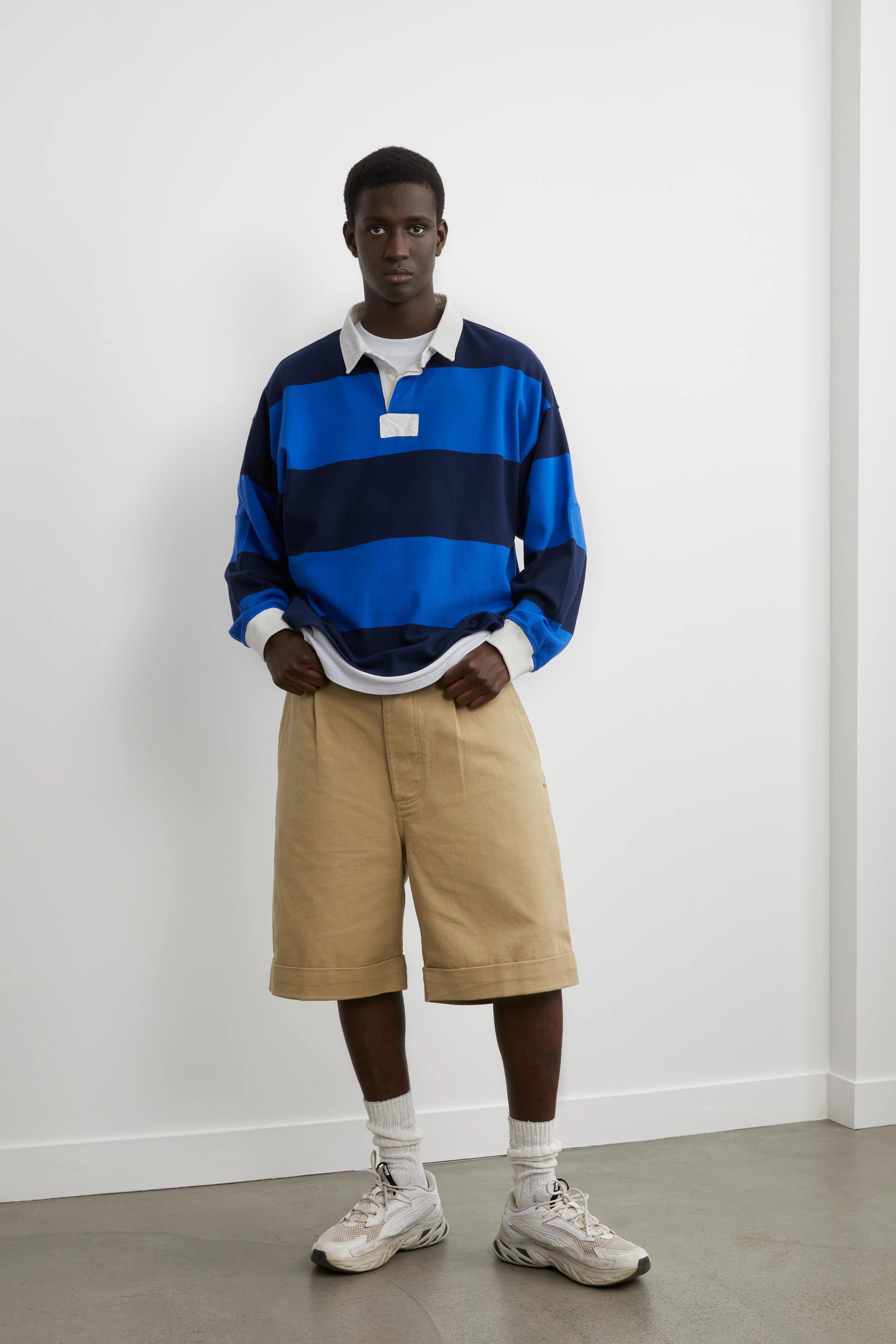 Polo rugby rayures blue et marine hortensia