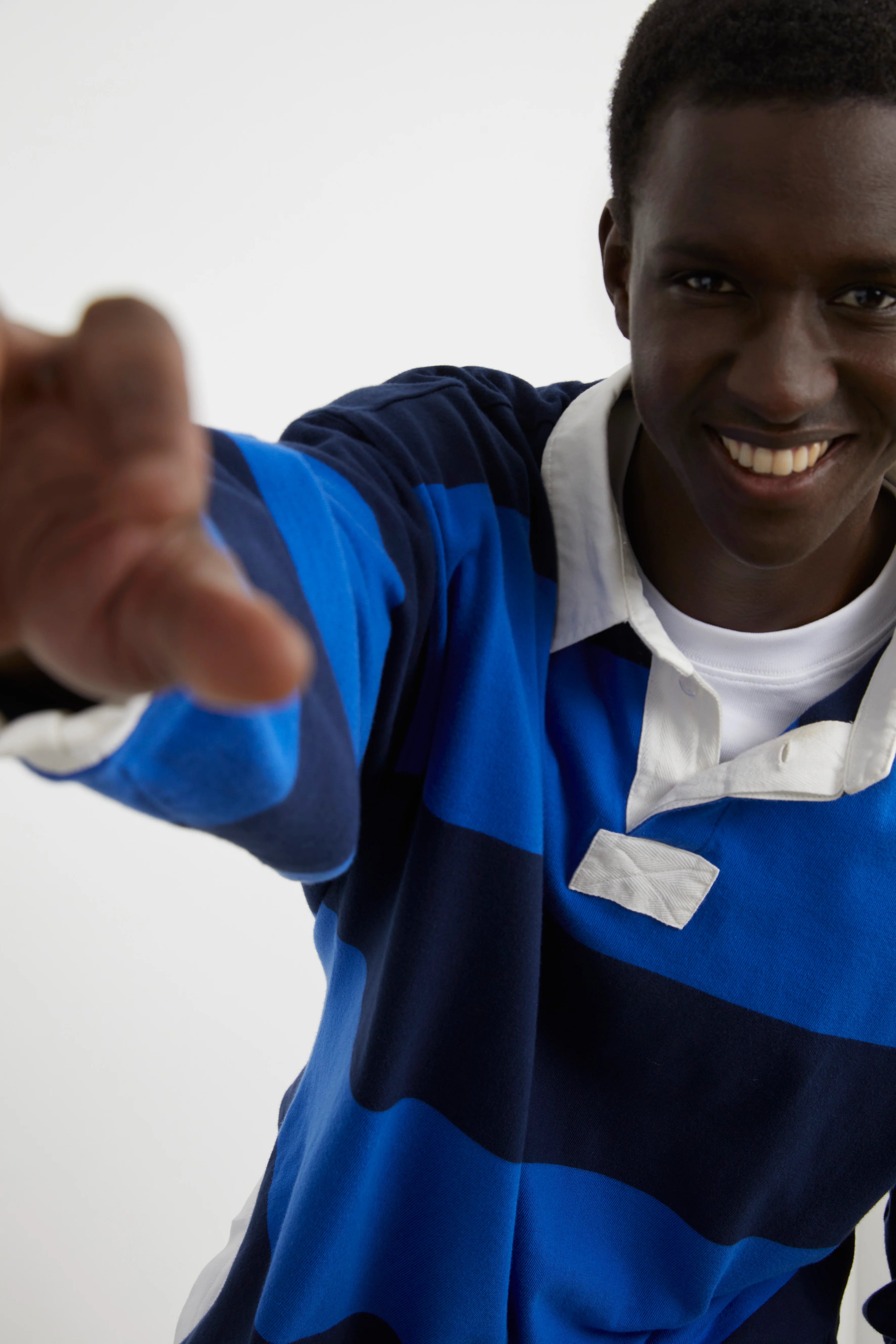 Polo rugby rayures blue et marine hortensia