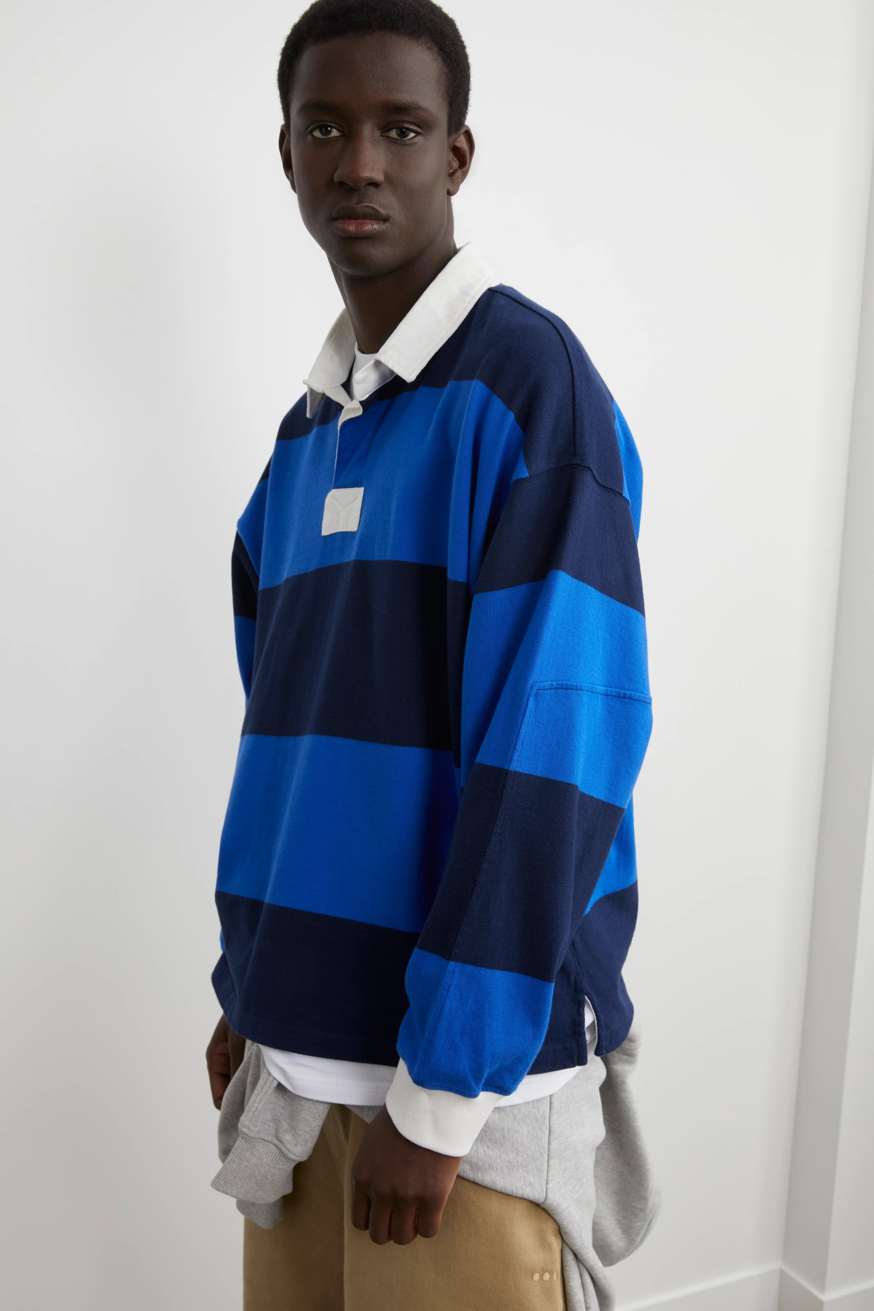 Polo rugby rayures blue et marine hortensia