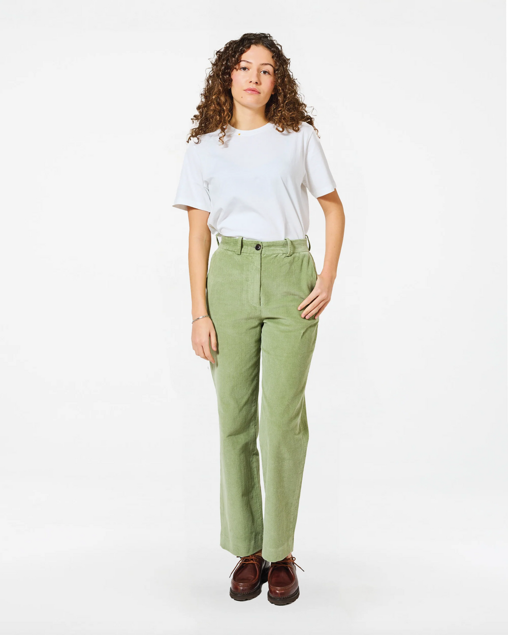 Pantalon smokey cord misty green