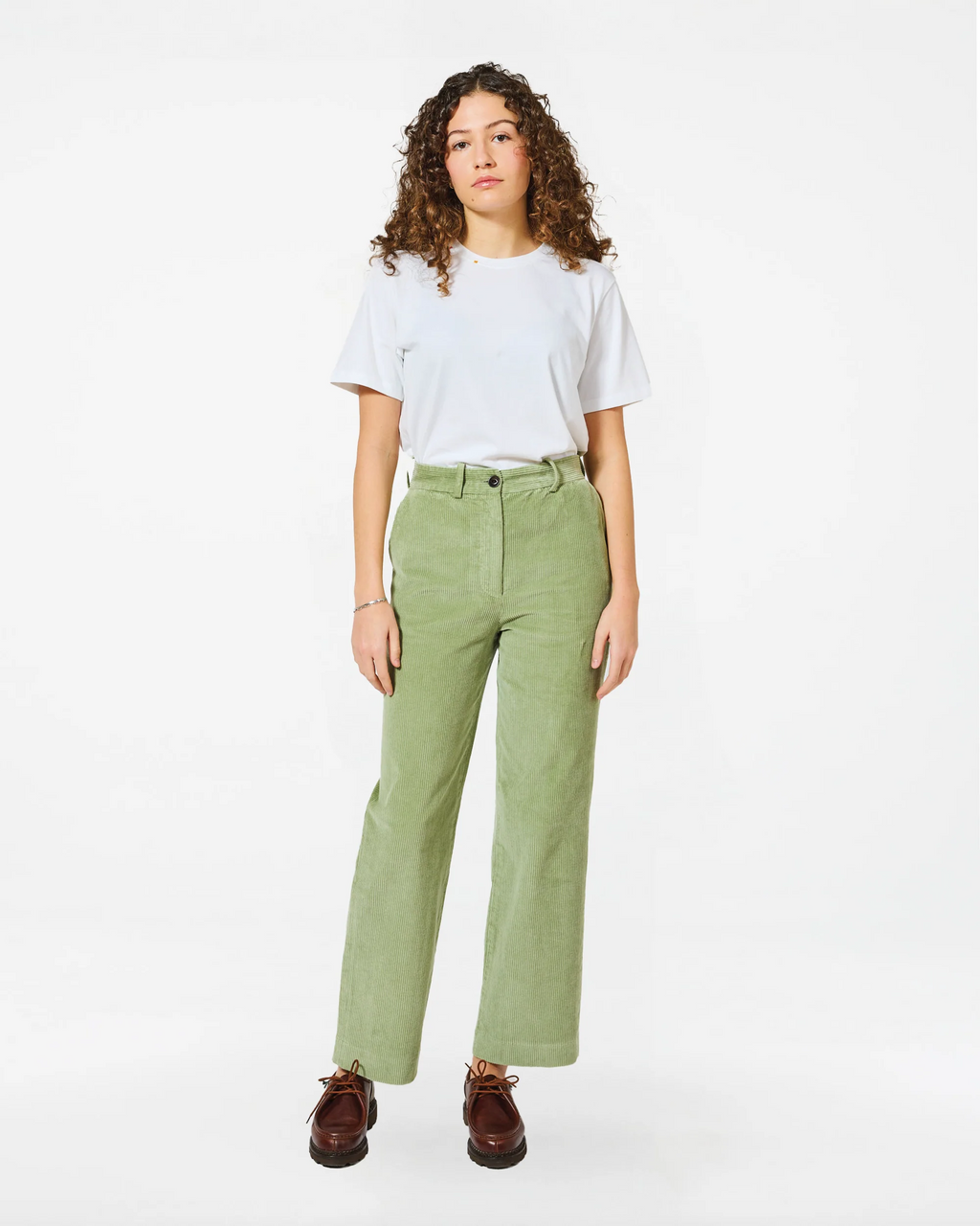 Pantalon smokey cord misty green