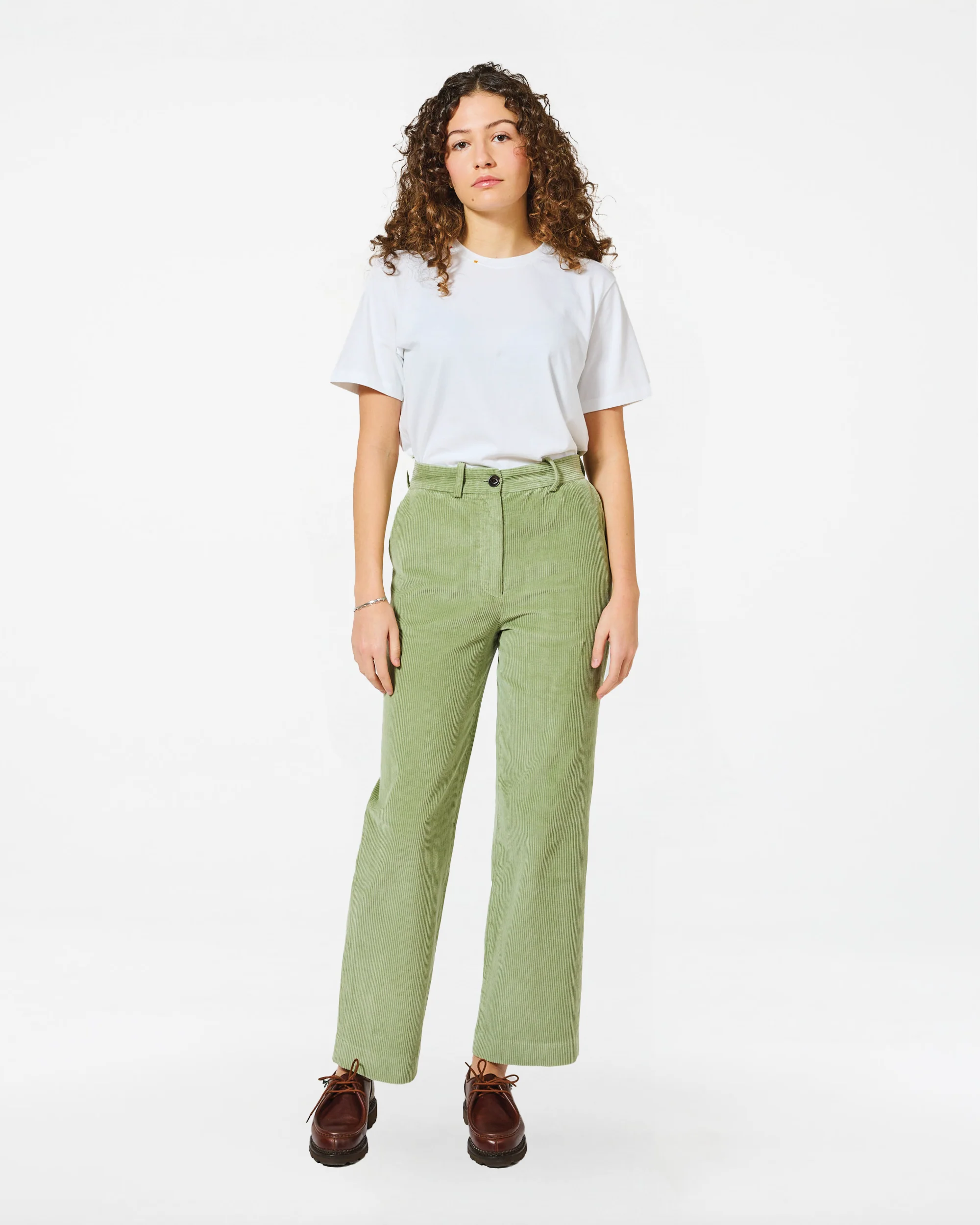 Pantalon smokey cord misty green
