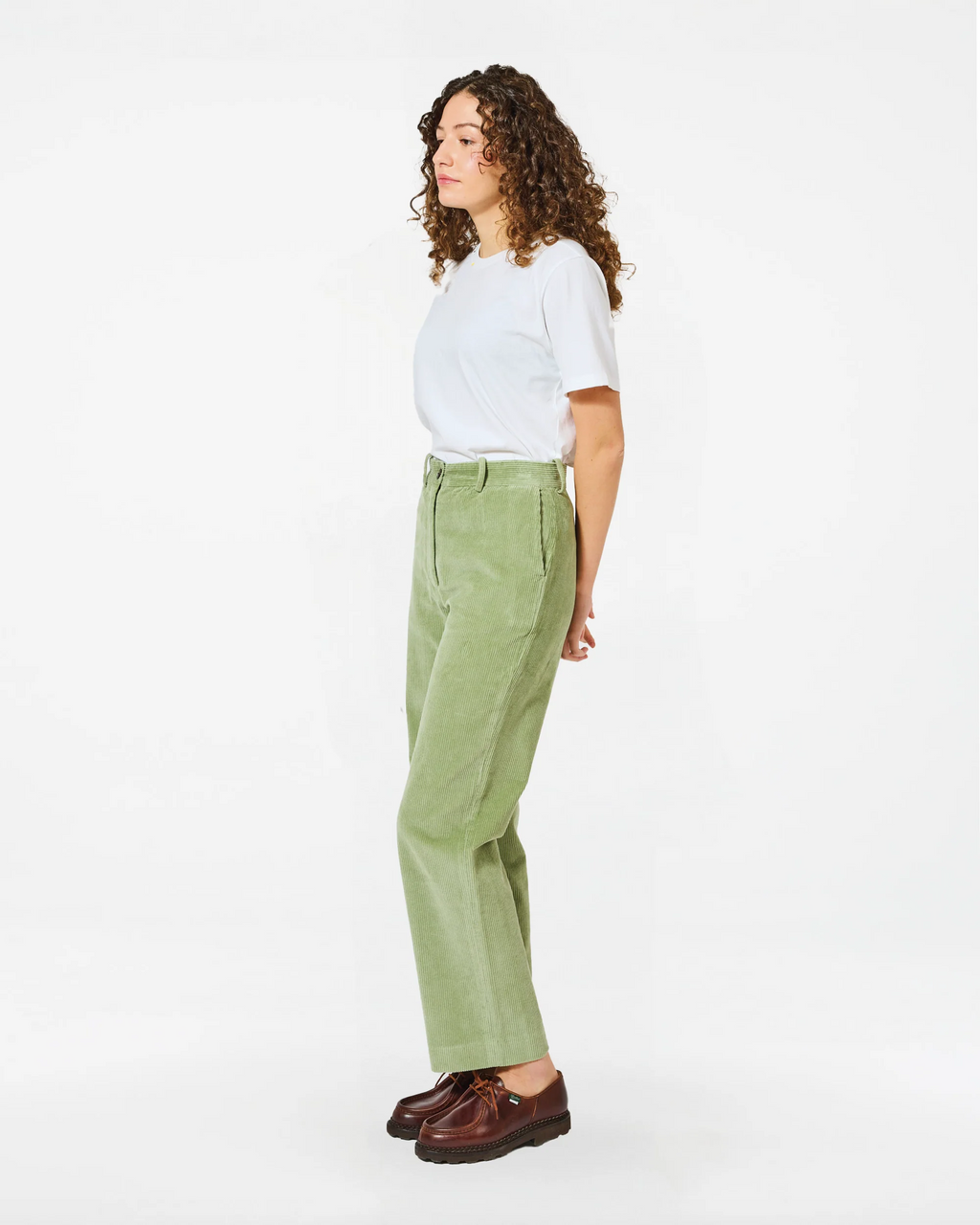 Pantalon smokey cord misty green