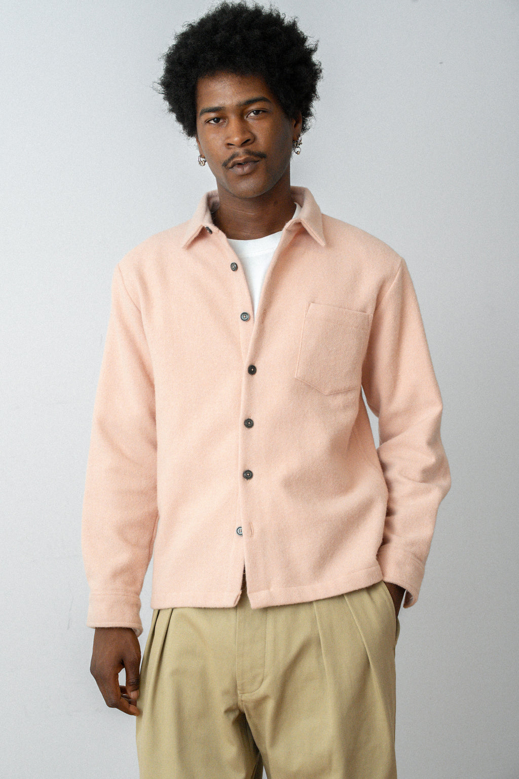 Surchemise epure en laine rose pale