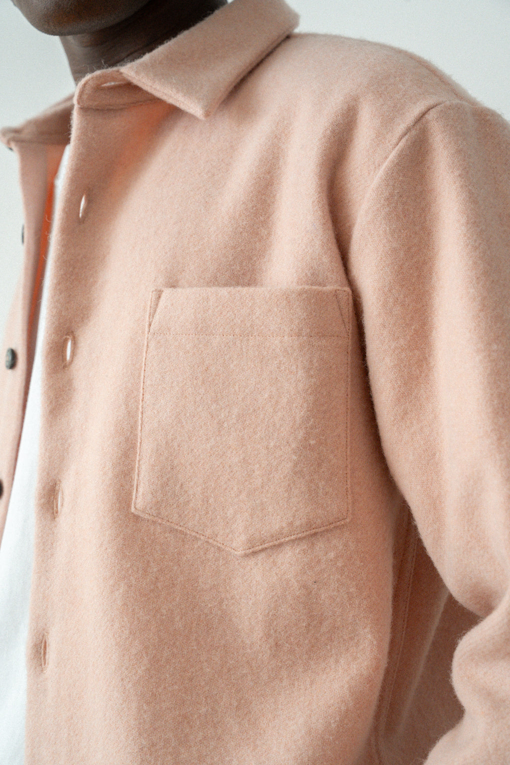 Surchemise epure en laine rose pale